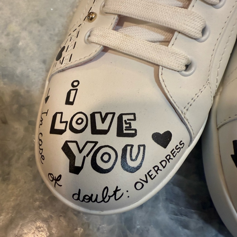 Dolce & Gabbana White size 41.5 Sneakers with Black and Pink Details - Picture 5 of 16